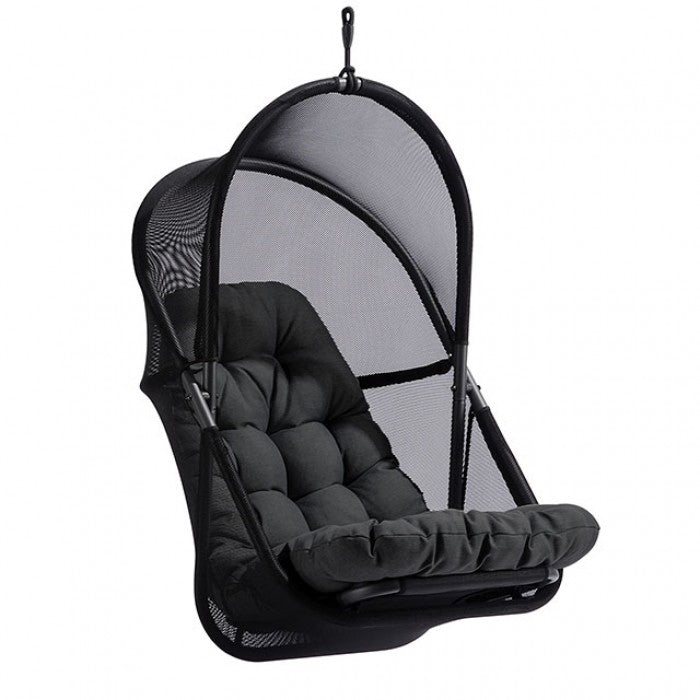 SINGLE SEAT SWING CHAIR w/CUSHION (includes stand) - BLACK