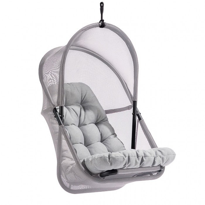 SINGLE SEAT SWING CHAIR w/CUSHION (includes stand) - LIGHT GREY